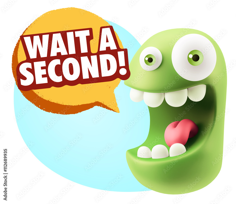 3d Illustration Laughing Character Emoji Expression saying Wait