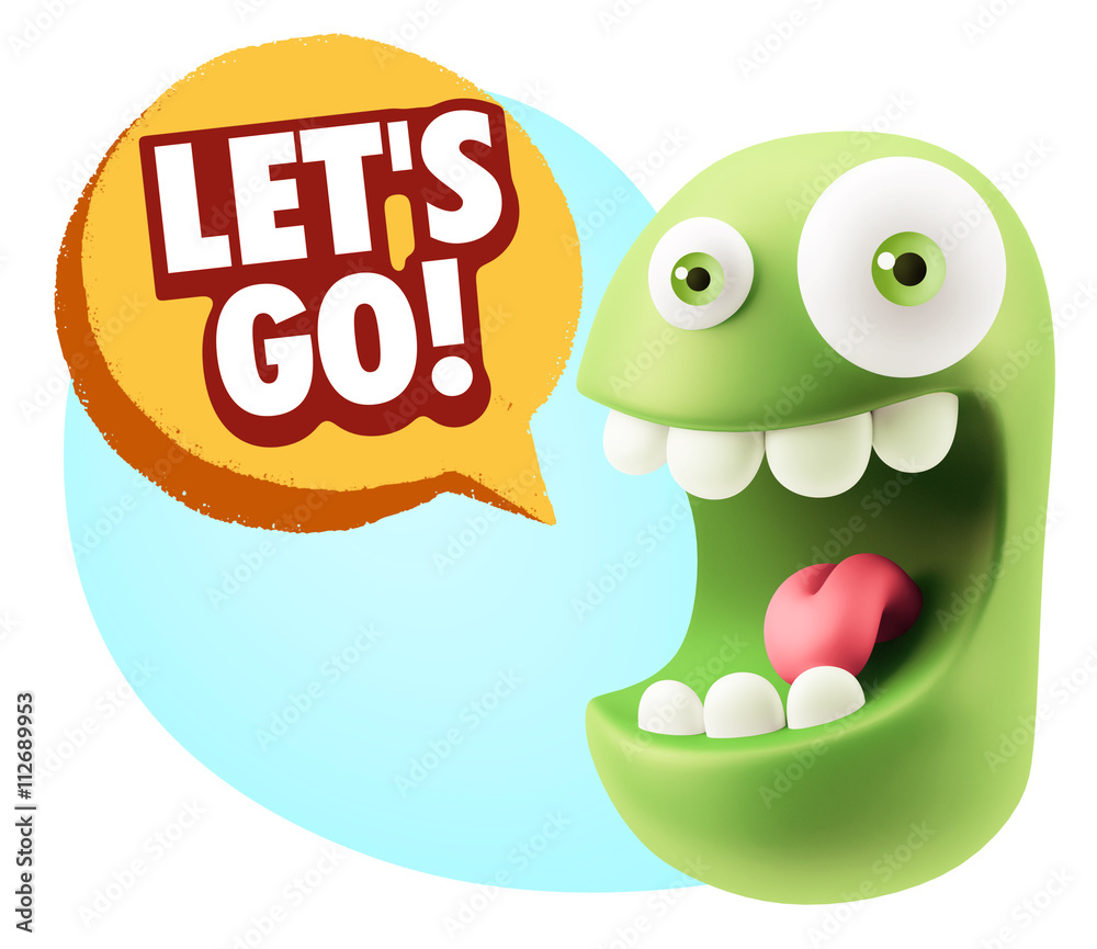 3d Rendering Smile Character Emoticon Expression saying Let'S Go 3d Rendering Smile Character Emoticon Expression saying Let'S Go