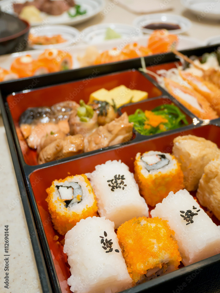 bento box with sushi bento box with sushi