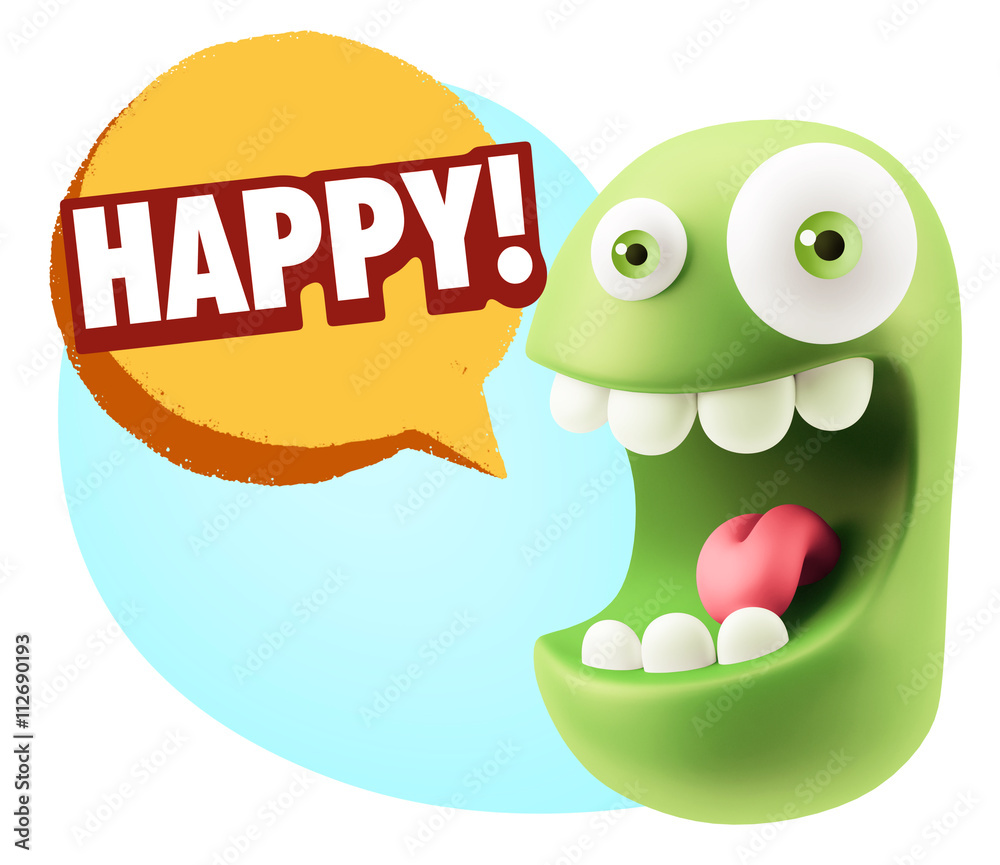 3d Rendering Smile Character Emoticon Expression saying Happy wi 3d Rendering Smile Character Emoticon Expression saying Happy wi