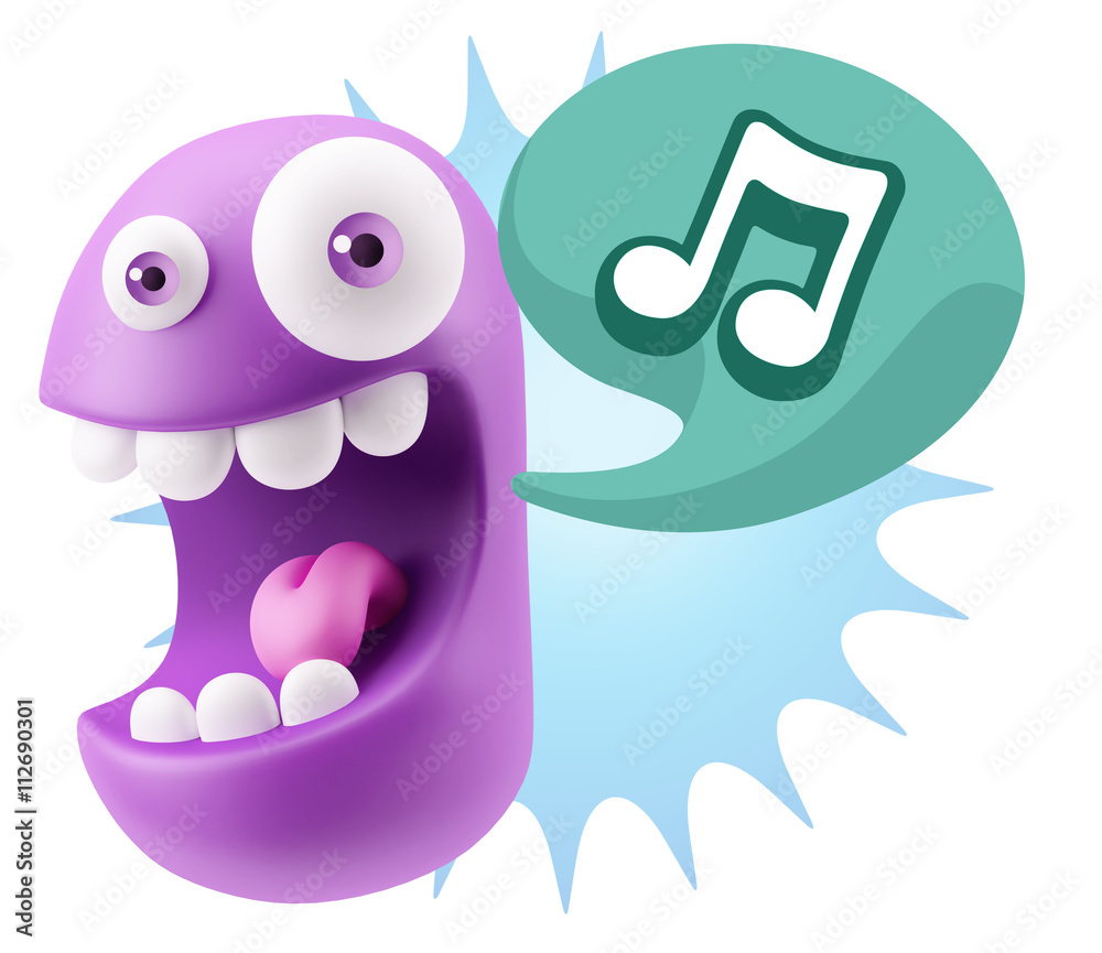 3d Rendering Smile Character Emoticon Expression saying Music No 3d Rendering Smile Character Emoticon Expression saying Music No