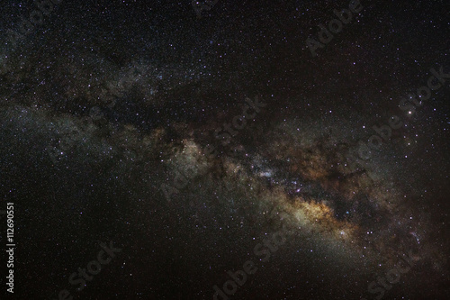 Milky Way galaxy  Long exposure photograph  with grain.