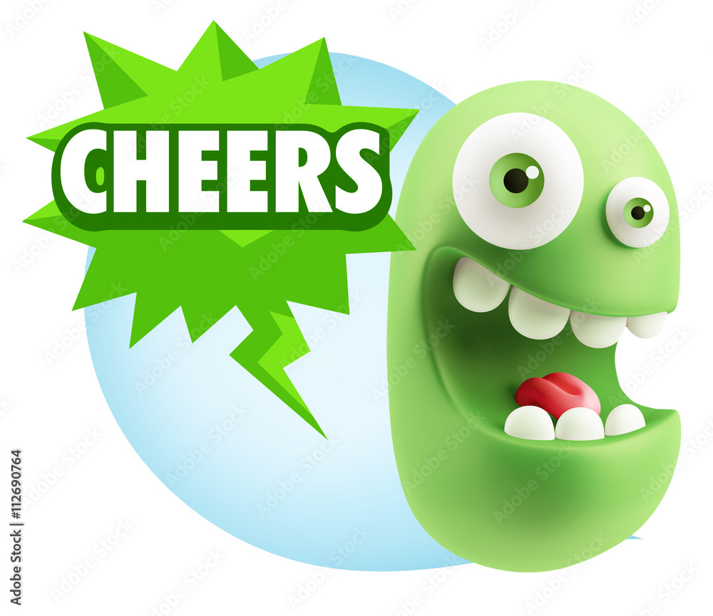 3d Rendering Smile Character Emoticon Expression saying Cheers w 3d Rendering Smile Character Emoticon Expression saying Cheers w