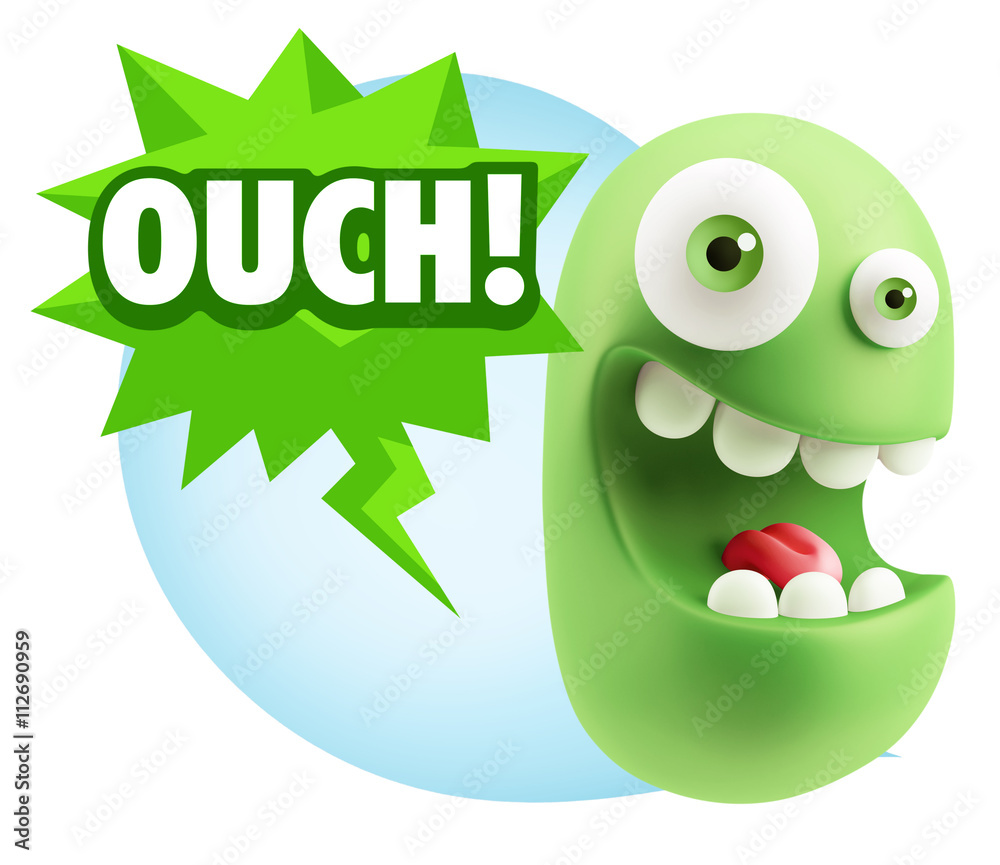 3d Illustration Laughing Character Emoji Expression saying Ouch 3d Illustration Laughing Character Emoji Expression saying Ouch