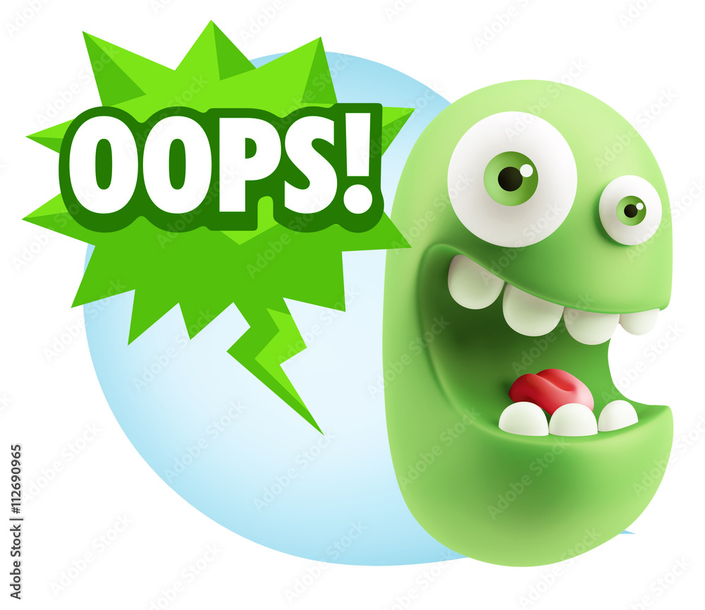 3d Rendering Smile Character Emoticon Expression saying Oops wit 3d Rendering Smile Character Emoticon Expression saying Oops wit