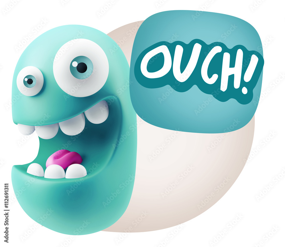 3d Illustration Laughing Character Emoji Expression saying Ouch 3d Illustration Laughing Character Emoji Expression saying Ouch