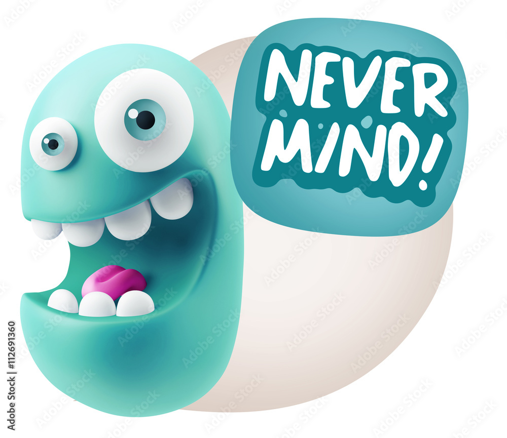 3d Rendering Smile Character Emoticon Expression saying Never Mi 3d Rendering Smile Character Emoticon Expression saying Never Mi