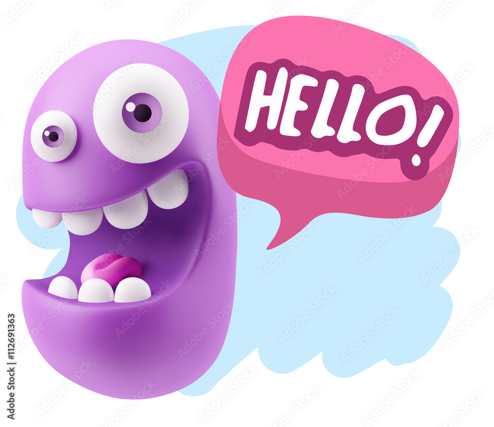 3d Rendering Smile Character Emoticon Expression saying Hello wi 3d Rendering Smile Character Emoticon Expression saying Hello wi