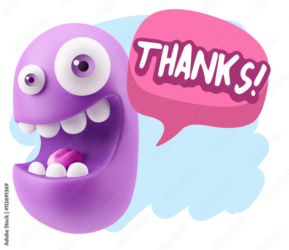 3d Rendering Smile Character Emoticon Expression saying Thanks w 3d Rendering Smile Character Emoticon Expression saying Thanks w