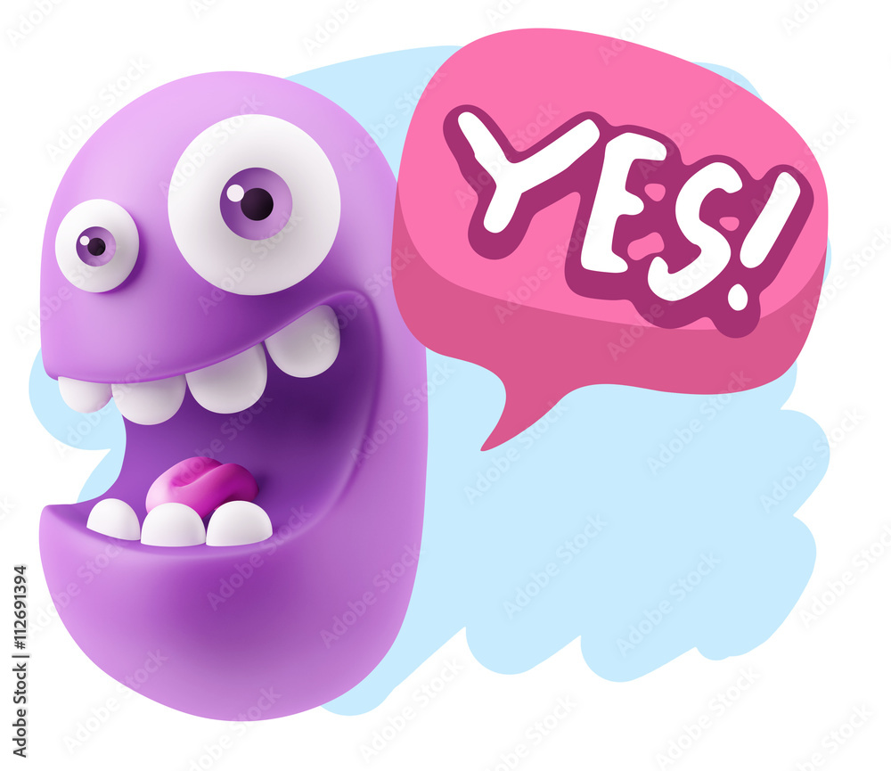 3d Rendering Smile Character Emoticon Expression saying Yes with 3d Rendering Smile Character Emoticon Expression saying Yes with