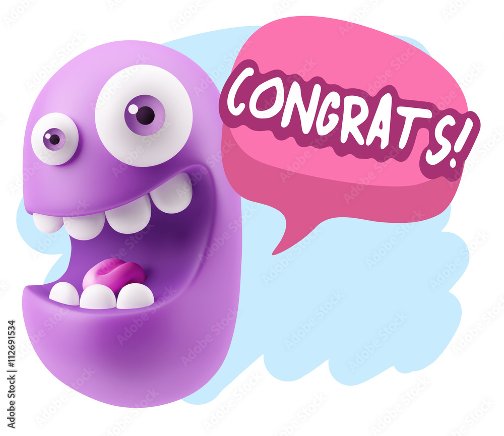 3d Rendering Smile Character Emoticon Expression saying Congrats 3d Rendering Smile Character Emoticon Expression saying Congrats