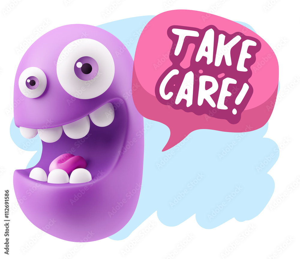 3d Illustration Laughing Character Emoji Expression saying Take