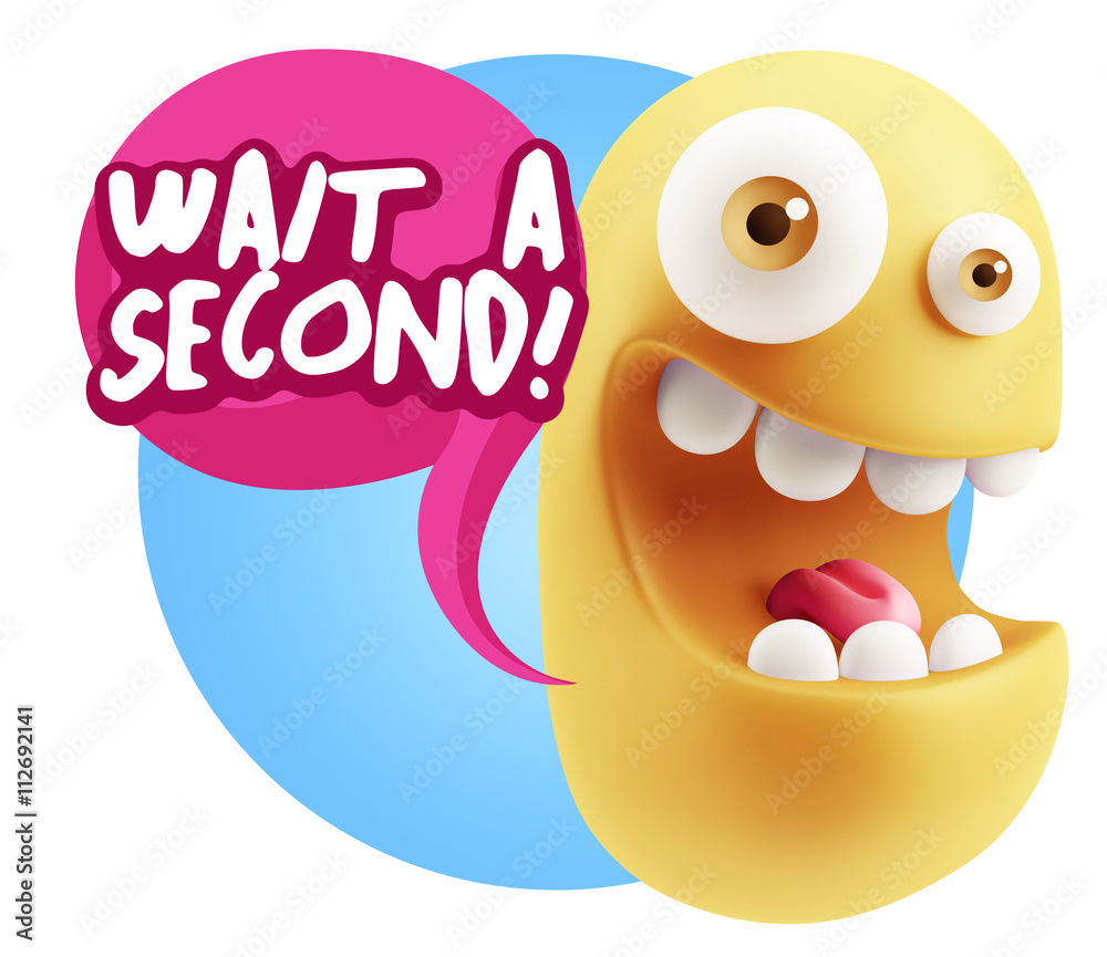 3d Illustration Laughing Character Emoji Expression saying Wait