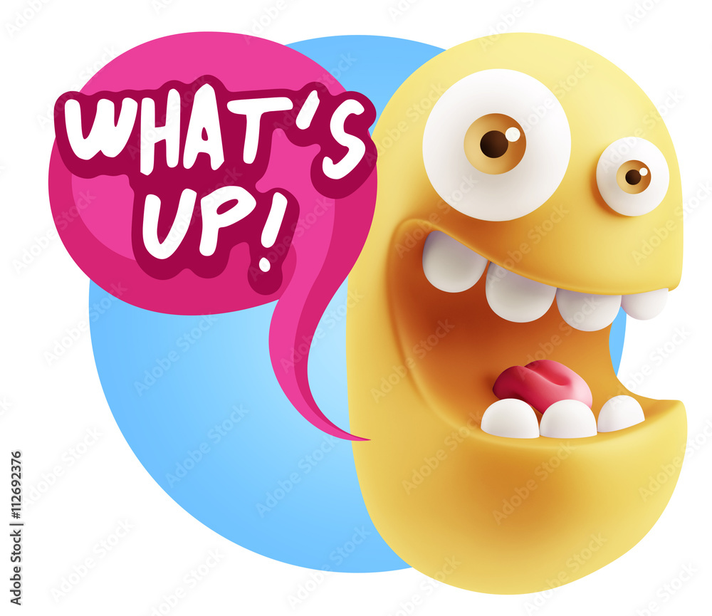 3d Rendering Smile Character Emoticon Expression saying What'S U 3d Rendering Smile Character Emoticon Expression saying What'S U
