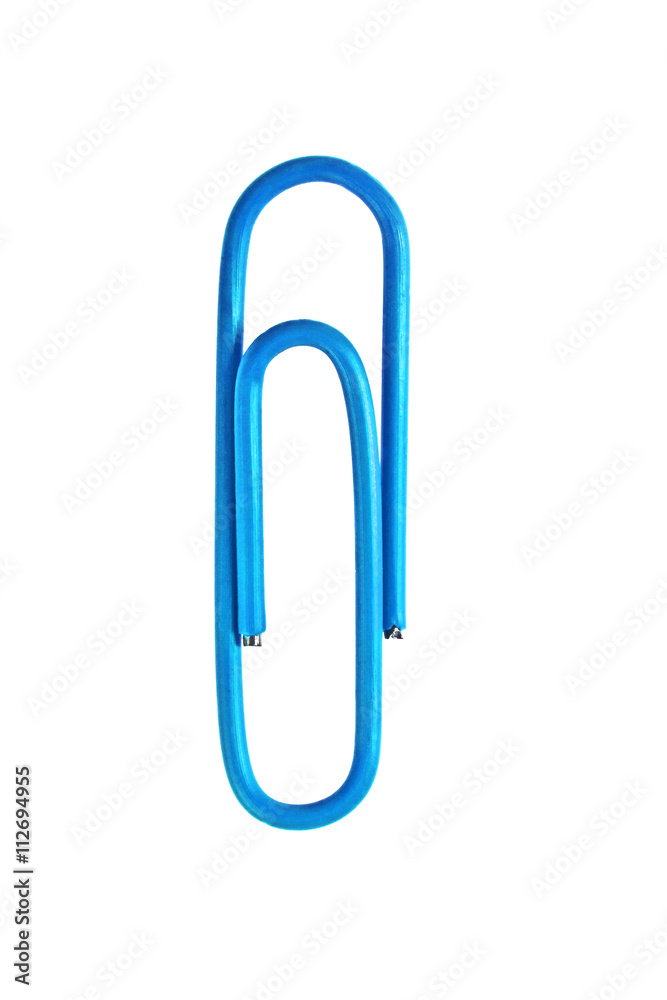 Blue paperclip isolated on white background Blue paperclip isolated on white background