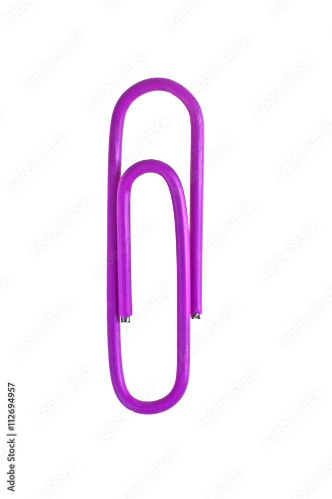 Violet paperclip isolated on white background Violet paperclip isolated on white background