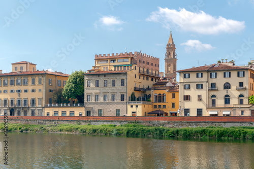 Florence. Ancient houses on the waterfront. © pillerss