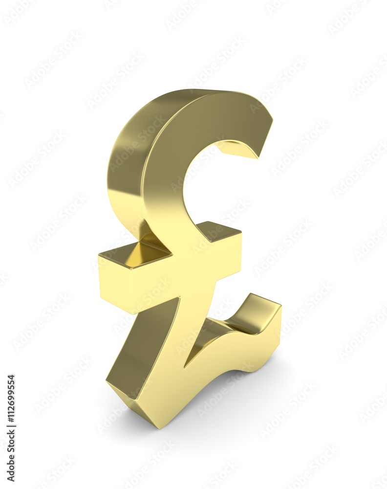 Isolated golden pound sign on white background. British currency. Concept of investment, european market, savings. Power, luxury and wealth. Great Britain, Nothern Ireland. 3D rendering. Isolated golden pound sign on white background. British currency. Concept of investment, european market, savings. Power, luxury and wealth. Great Britain, Nothern Ireland. 3D rendering.