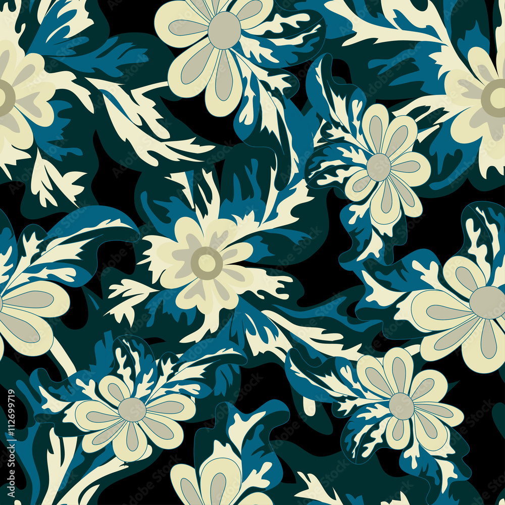 beautiful flowers on dark background seamless pattern beautiful flowers on dark background seamless pattern