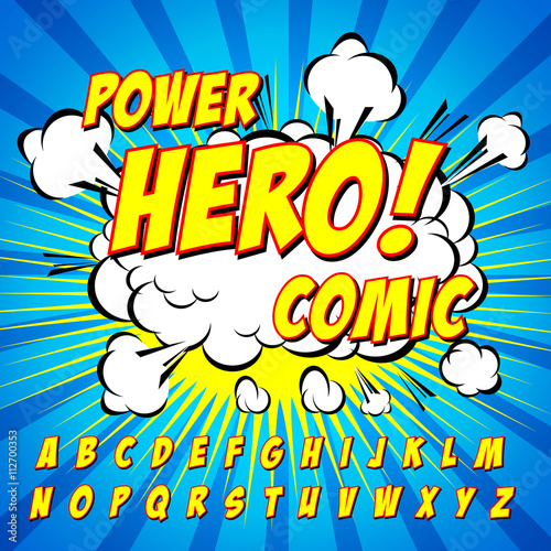 Comic alphabet set. Letters, for kids.