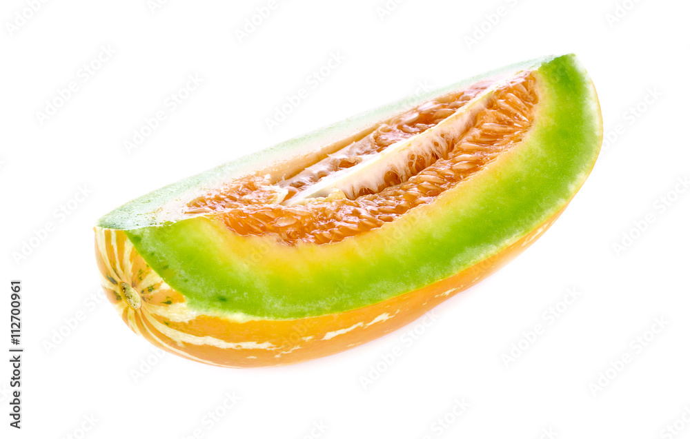 slice of Muskmelons isolated on white background slice of Muskmelons isolated on white background
