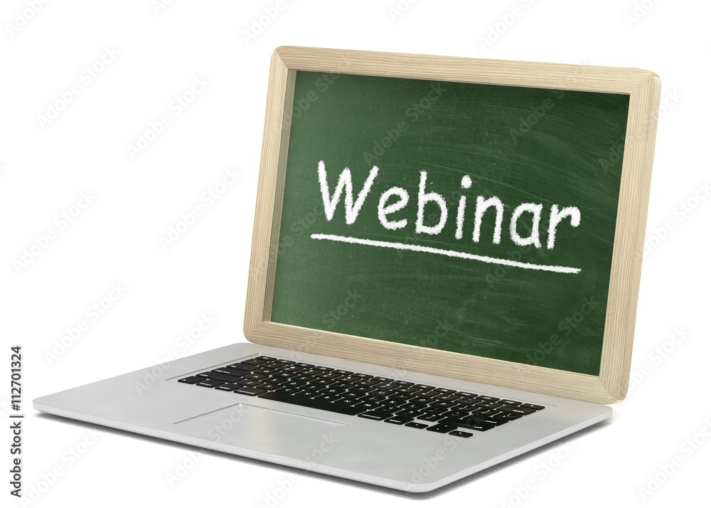 Laptop with chalkboard, webinar, online education concept. 3d rendering. Laptop with chalkboard, webinar, online education concept. 3d rendering.