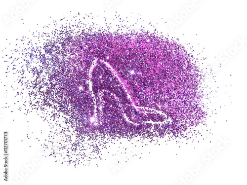 High heel shoe of purple glitter