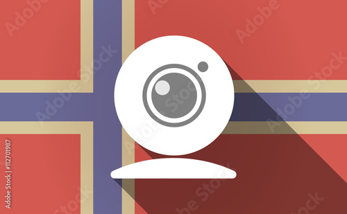 Long shadow Norway flag with a web cam