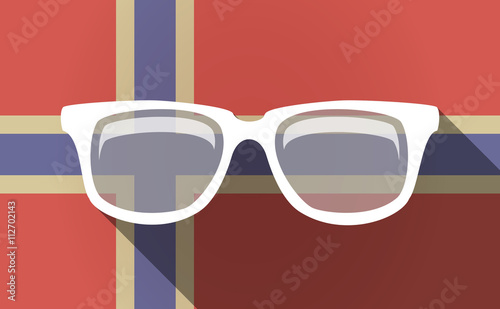 Long shadow Norway flag with a glasses