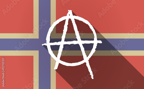 Long shadow Norway flag with an anarchy sign