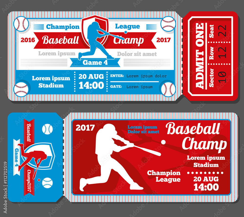 Vintage Baseball Sports Vector Tickets Set Baseball Ticket And Banner 