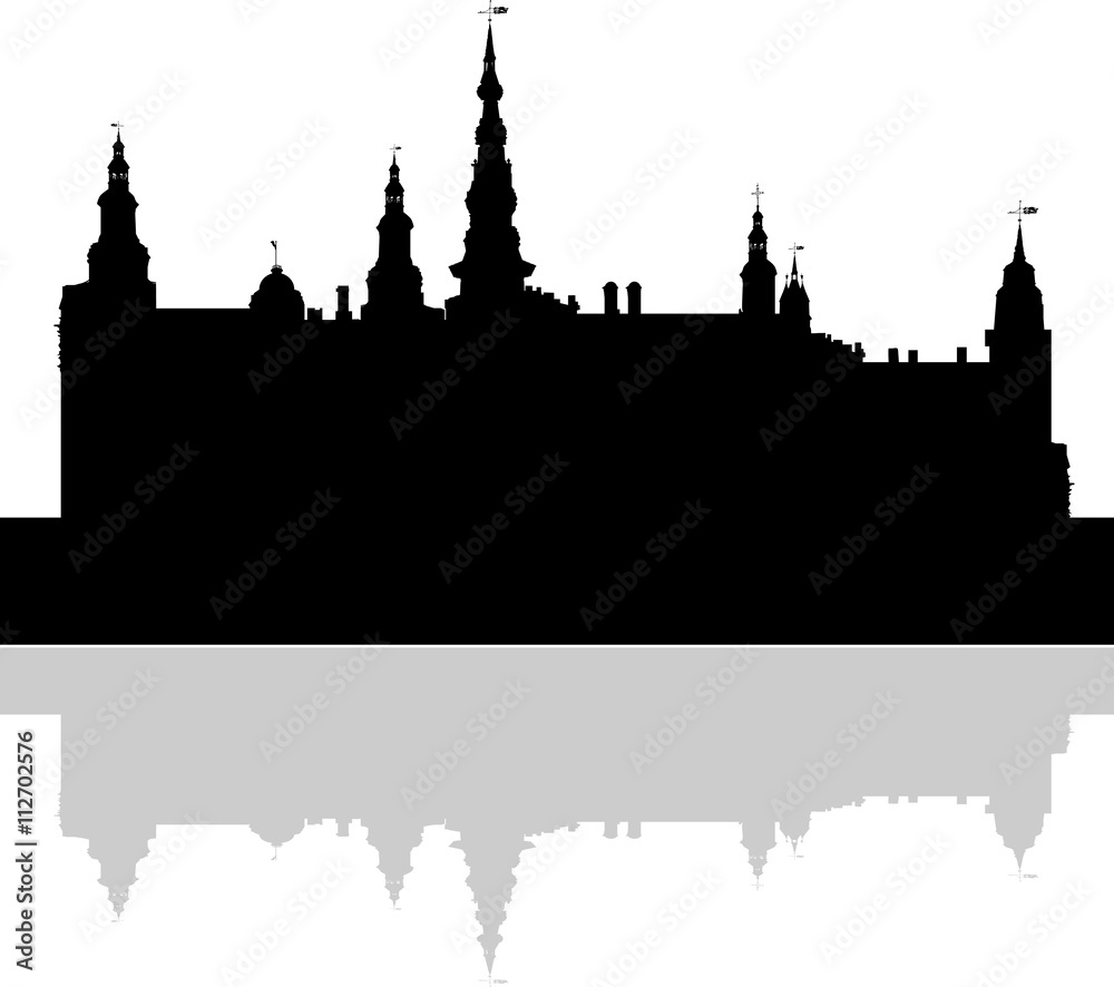 Naklejka premium large castle silhouette with reflection