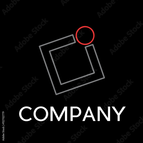 Vector sign abstract geometric shape, in linear style on black b