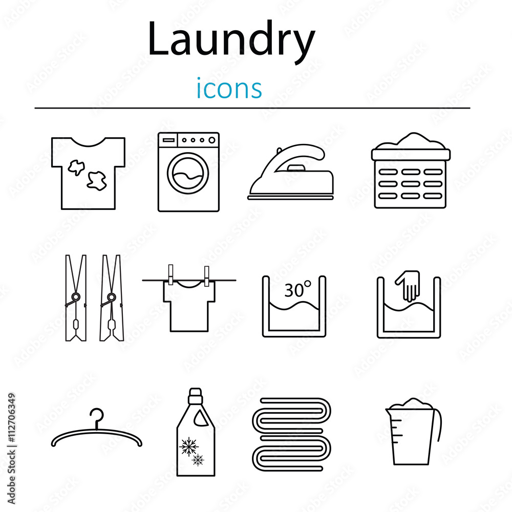 Laundry and washing icons. Laundry and laundry icons in the style of