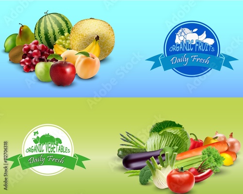 Fototapeta Naklejka Na Ścianę i Meble -  Fruits and vegetables design template