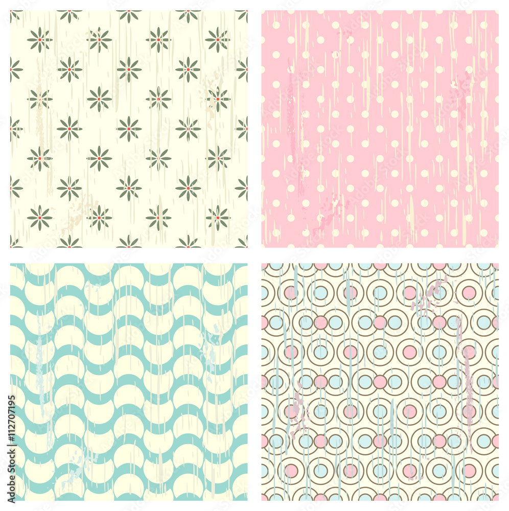 Collection of four retro different vector seamless patterns Collection of four retro different vector seamless patterns
