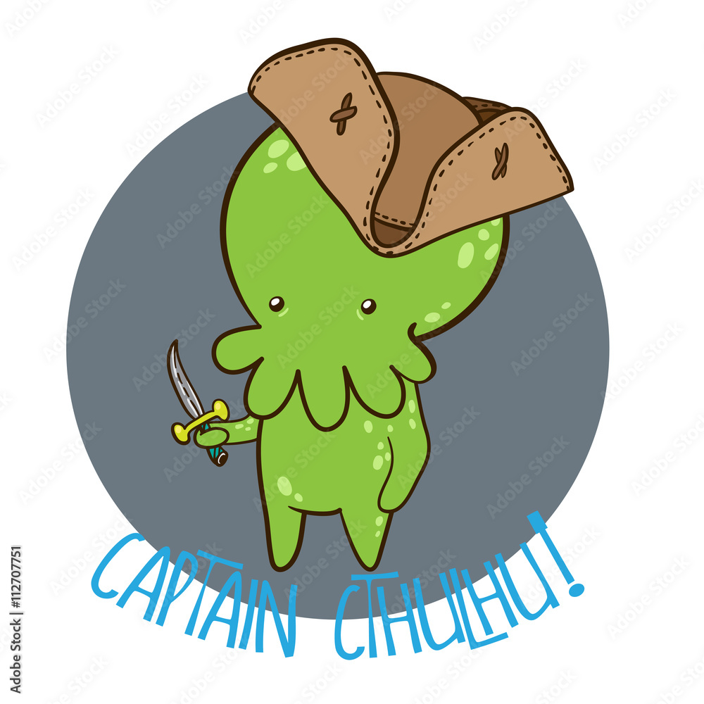 vector cute art of a sea god octopus 