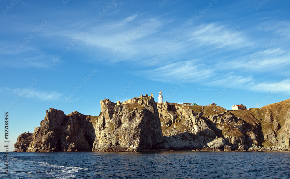 lighthouse on the rocky coast