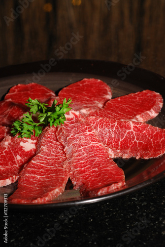 Premium raw japanese kobe beef sliced
