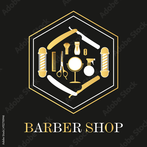 Hair salon barber shop sign and services design template