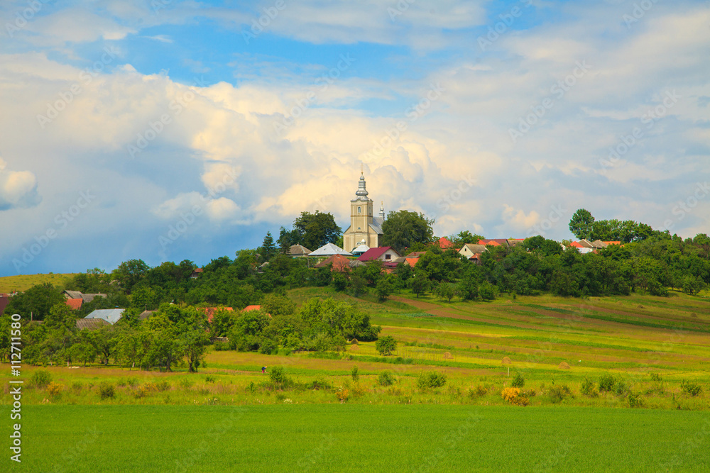 landscape with church in the middle