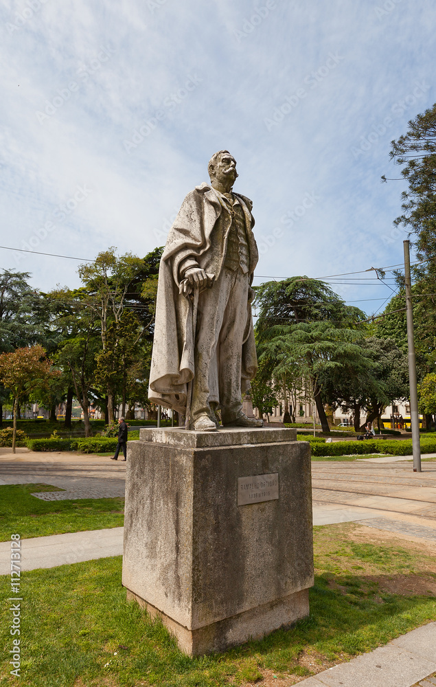 Monument to writer Ramalho Ortigao in Porto, Portugal