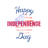 Happy Independence Day. Greeting card for 4 of july holiday of Independence Day. Celebration poster with watercolor american flag. Independence Day background with hand lettering. Vector illustration.