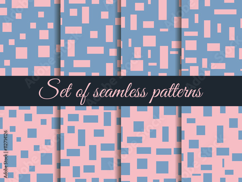Seamless pattern with squares and rectangles. Pattern with squares and rectangles. Rose quartz and serenity. The pattern for wallpaper, tiles, fabrics and designs. 