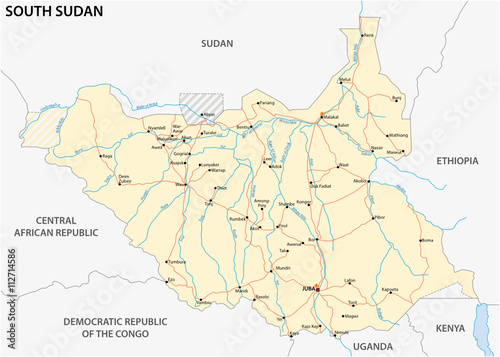 vector road map of south sudan republic
