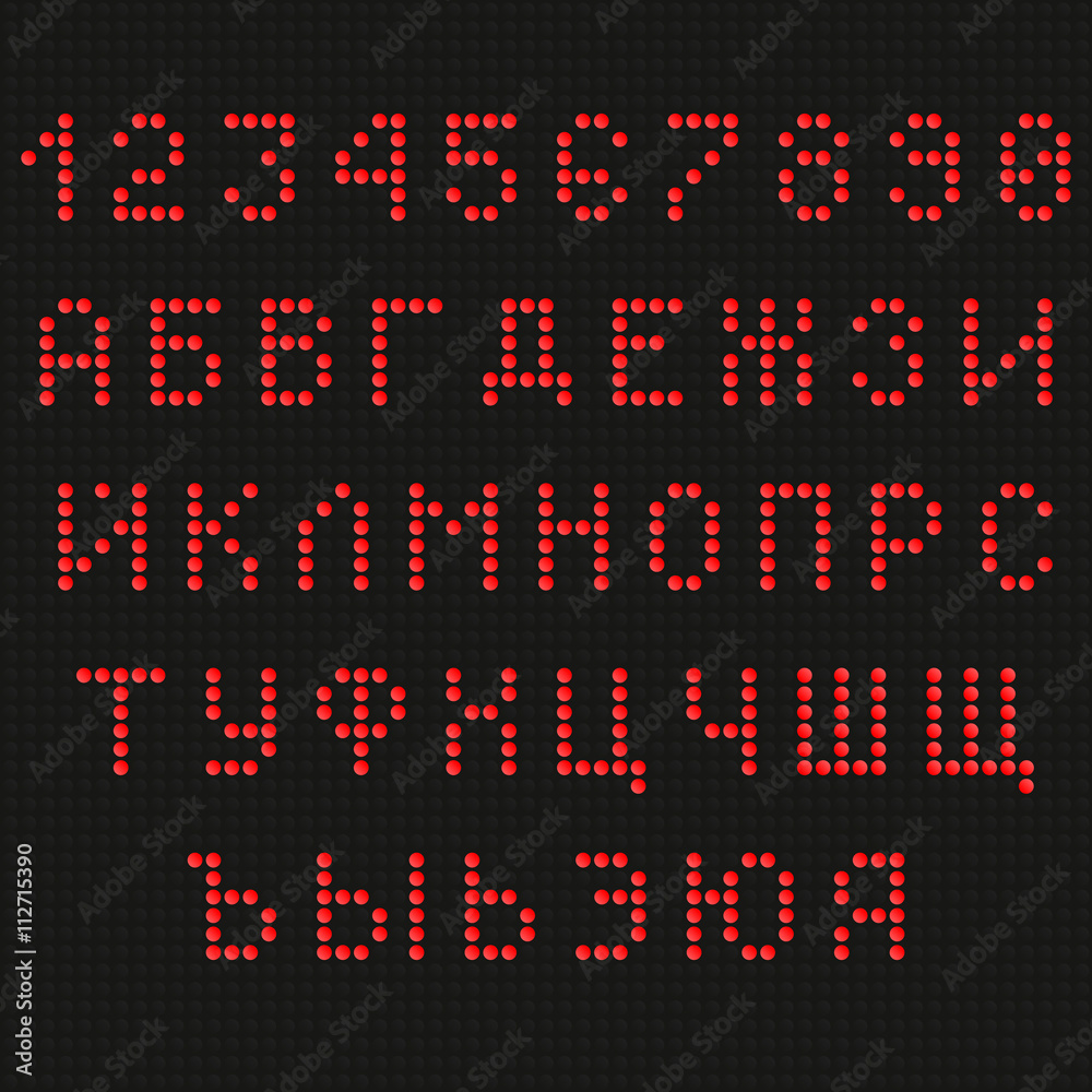 Red Digital LED Font Red Digital LED Font