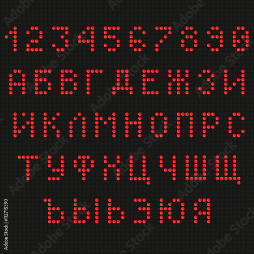 Red Digital LED Font