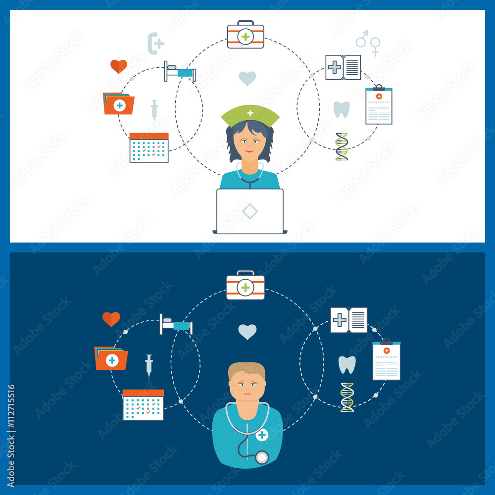 Vector illustration concept for healthcare, medical help and research. Vector illustration concept for healthcare, medical help and research.