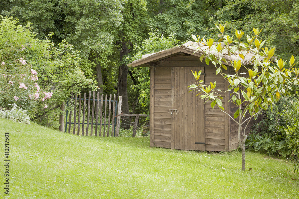 garden hut and an old gate