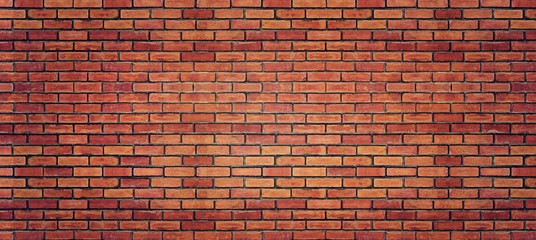 Poster Bakstenen muur Rode baksteen ruwe wandtextuur  © ipopba